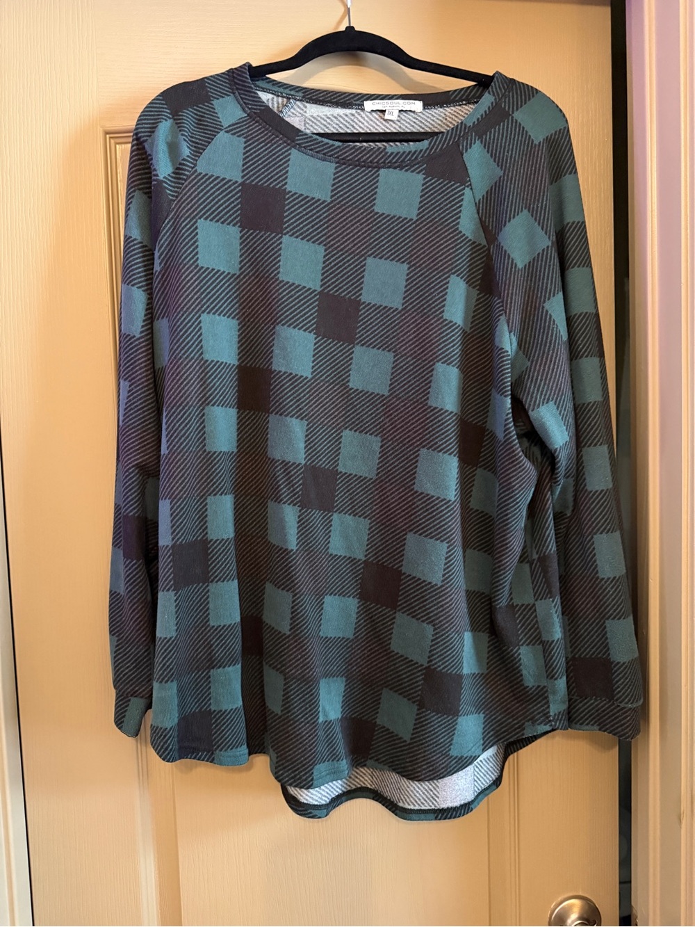 Chic Soul Green & Black Plaid Tunic 1XL